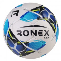 М"яч футбольний Ronex Grippy Kick №5, білий-синій, код: RX-KCK251-WS