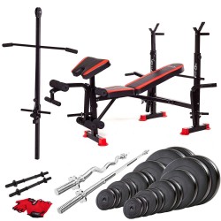 Лава тренувальна Fit-On FN-S102 + штанга та гантелі 135кг, код: 2210-0026