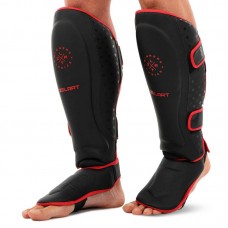Захист гомілки та стопи для єдиноборств Zelart M, чорний-червоний, код: BO-3874_MBK