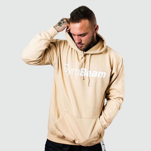 Толстовка чоловіча GymBeam PRO Hoodie Sand S, пісочно-білий, код: 19873256-GB