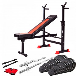 Лава тренувальна Fit-On FN-S101 + штанга та гантелі 110кг, код: 2110-0024