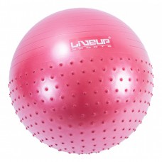 Фітбол масажний з насосом LiveUp Half Massage Ball 650 мм, червоний, код: 6951376104233