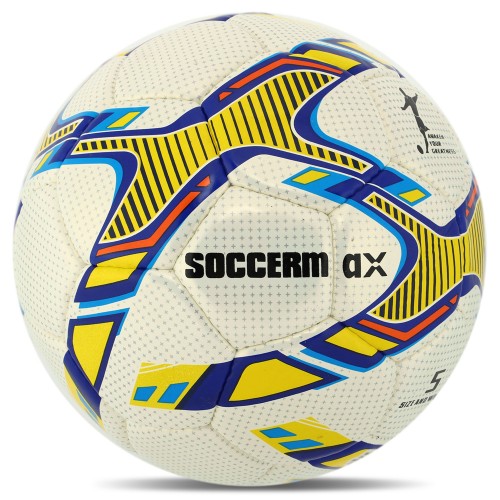 М"яч футбольний Soccermax №5 PU, білий-жовтий, код: FB-8065-S52