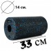 Масажний ролик (роллер) гладкий PowerPlay EPP Foam Roller 330х140 мм, чорний-синій, код: PP_4347_Blue_(33x14)
