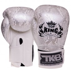 Рукавички боксерські  Top King Super Snake шкіряні 16 унцій, білий-срібний, код: TKBGSS-02_16WS-S52