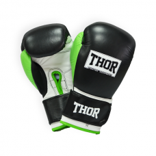 Рукавички боксерські Thor Typhoon 16oz, чорно-зелено-білий, код: 8027/01(Leather) B/GR/W 16 oz.