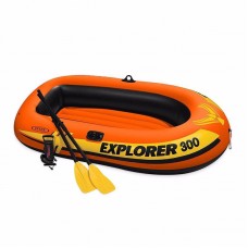 Тримісний надувний човен Intex Explorer 300 Set + Пластикові весла та ручний насос, 2110x1170x410 мм, код: 58332-IB