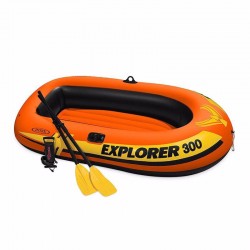 Тримісний надувний човен Intex Explorer 300 Set + Пластикові весла та ручний насос, 2110x1170x410 мм, код: 58332-IB
