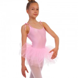 Купальник спортивний для танців зі спідницею-пачкою дитячий Zelart L, зріст 134-154, світло-рожевий, код: CO-128_LLP