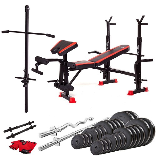 Лава тренувальна Fit-On FN-S102 + штанга та гантелі 123кг, код: 2210-0025 Лава тренувальна Fit-On FN-S102 + штанга та гантелі 123кг, код: 2210-0025