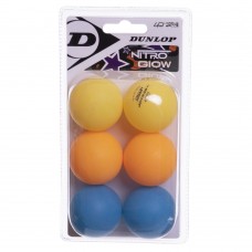Набір м"ячів для настільного тенісу Dunlop Nitro Glow 40+ 6шт різнокольоровий, код: MT-679313-S52