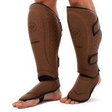 Захист гомілки та стопи для єдиноборств Zelart XL, коричневий-чорний, код: BO-3874_XLBR