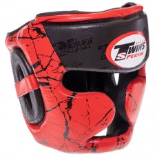 Шолом боксерський з повним захистом шкіряний Twins S, чорний-червоний, код: BO-0774_SR Шолом боксерський з повним захистом шкіряний Twins S, чорний-червоний, код: BO-0774_SR