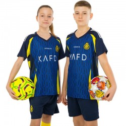 Форма футбольна дитяча PlayGame із символікою AL Nassr гостьова 2025, розмір 30, зріст 150-160, темно-синій-жовтий, код: CO-4654_30