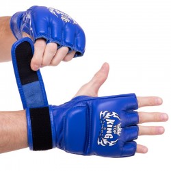 Рукавички для змішаних єдиноборств MMA Top King Super шкіряні M, синій, код: TKGGS_MBL
