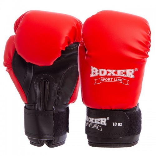 Рукавички боксерські Boxer Еліт кожвініл 16 унцій, червоний-чорний, код: 2022_16_R-S52