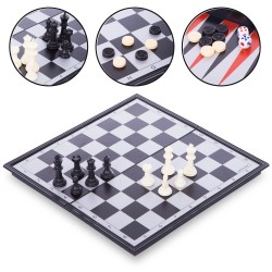 Шахи, шашки, нарди 3 в 1 дорожні пластикові магнітні ChessTour 360x360 мм, код: 9918-S52