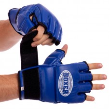 Рукавички для змішаних єдиноборств MMA Boxer шкіряні XL, синій, код: 5020_XLBL