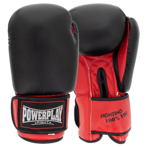 Боксерські рукавиці PowerPlay Classic 12 унцій, чорний-червоний, код: PP_3004_12oz_Bl/Red