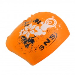 Шапочка для плавання SNS для довгого волосся KW-3ОРН orange flowers, помаранчевий, код: 11342-SNS