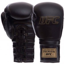 Рукавички боксерські шкіряні на липучці UFC Pro Prem Lace Up 14oz, чорний, код: UHK-75045-S52