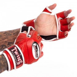 Рукавички для змішаних єдиноборств MMA Twins L червоний, код: GGL-6_LR