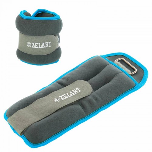 Обважнювачі-манжети для рук і ніг Zelart 2х1 кг, сірий-блакитний, код: FI-5733-2_N