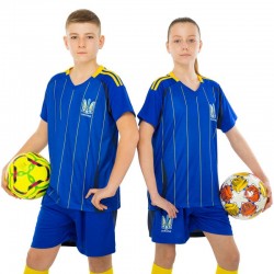 Форма футбольна дитяча PlayGame із символікою збірної України розмір 28, зріст 145-150, синій, код: CO-4671_28BL