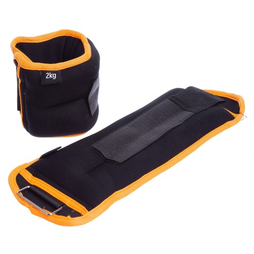 Обважнювачі-манжети для рук і ніг FitGo 2x2 кг, чорний-помаранчевий, код: FI-1302-4_BKOR