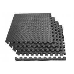 Татамі мат (пазл ластівчин хвіст з бортиком) EasyFit SwallowTail-2 4 шт 600х600х20 мм, чорний, код: EF-1960-BK