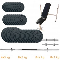 Лава для жиму з набором штанга + гантелі металеві Newt Gym Set-SKH Home 79 кг, код: NE-M-SKH-SET-79