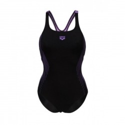 Купальник закритий для жінок Arena Swimsuit Swim Pro Back Graphic, розмір 42, чорний-фіолетовий, код: 3468336861943