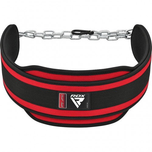 Пояс для обтяжень неопреновий з ланцюгом RDX Pro Dipping Belt 2 Layer Red, код: WDB-T7R