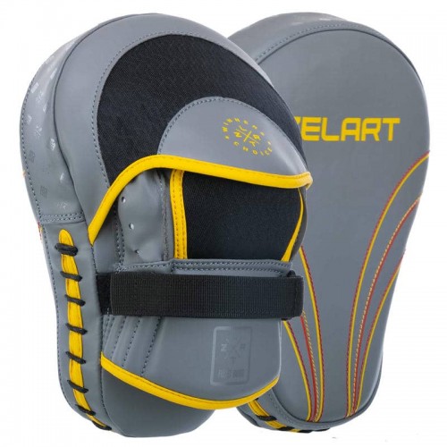 Лапа вигнута для боксу та єдиноборств Zelart 190x50x260 мм, 2шт, сірий-жовтий, код: BO-3875_GR