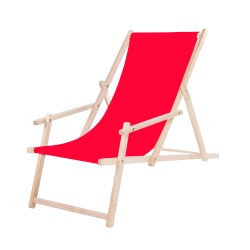 Шезлонг (крісло-лежак) дерев"яний Springos для пляжу, тераси та саду, код: DC0003 RED