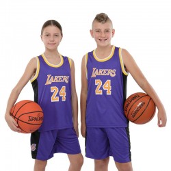 Форма баскетбольна дитяча NBA клуб Los Angeles Lakers 24, розмір M, фіолетовий-жовтий, код: BA-9831_MVY