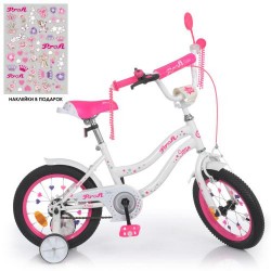 Велосипед дитячий Profi Kids Star d=14, біло-малиновий, код: Y1494-MP