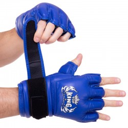 Рукавички для змішаних єдиноборств MMA Top King Extreme шкіряні M, синій, код: TKGGE_MBL