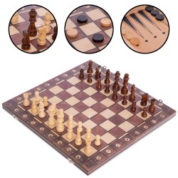 Набір настільних ігор PlayGame 3 в 1 на магнітах шахи, шашки, нарди, код: W7704H-S52