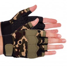 Тактичні рукавички Tactical з відкритими пальцями L камуфляж, код: BC-8789_K