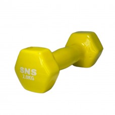 Гантель вінілова SNS 1х2 кг, жовтий, код: 12669-SNS