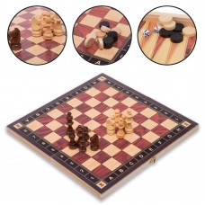 Шахи, шашки, нарди 3 в 1 дерев"яні з магнітом PlayGame 290x290 мм, код: ZC029A