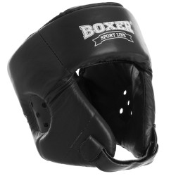 Шолом боксерський відкритий Boxer шкіряний L, чорний, код: 2029_LBK-S52