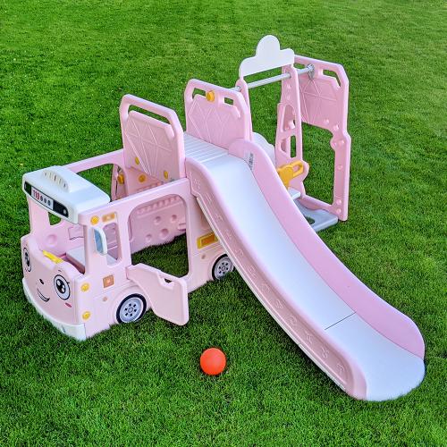 Гірка-гойдалка з будиночком Bambi Автобус WM19090-8 рожевий, код: 6903317366279 Гірка-гойдалка з будиночком Bambi Автобус WM19090-8 рожевий, код: 6903317366279