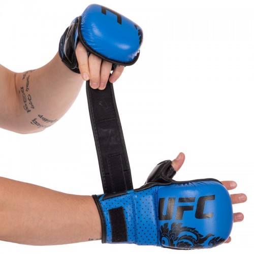 Рукавички гібридні для єдиноборств ММА UFC True ThaiI M, синій, код: BO-0487_MBL