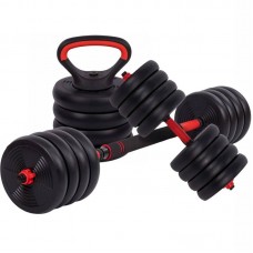 Набір гантелей зі штангою та гирями 3в1 BioGym багатофункціональний 50кг, чорний-червоний, код: LN-1100-50-S52 Набір гантелей зі штангою та гирями 3в1 BioGym багатофункціональний 50кг, чорний-червоний, код: LN-1100-50-S52