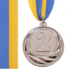 Медаль спортивна зі стрічкою SP-Sport Fame срібло, код: C-3174_S-S52