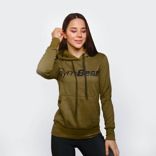 Толстовка жіноча GymBeam Clothing Athlete Hoodie Military Green L, зелений, код: 216464-GB