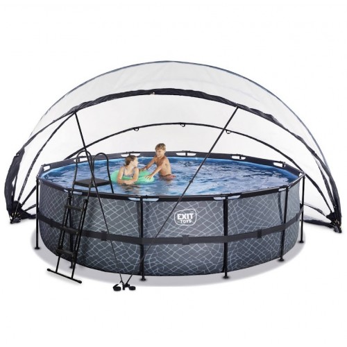 Басейн великий каркасний  Exit з накриттям, "камінь" 450х122 см (пісочний фільтр), код:  30.27.15.00 Н