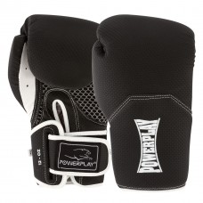 Боксерські рукавиці PowerPlay чорно-білі карбон 12 унцій, код: PP_3011_12oz_Bl/White